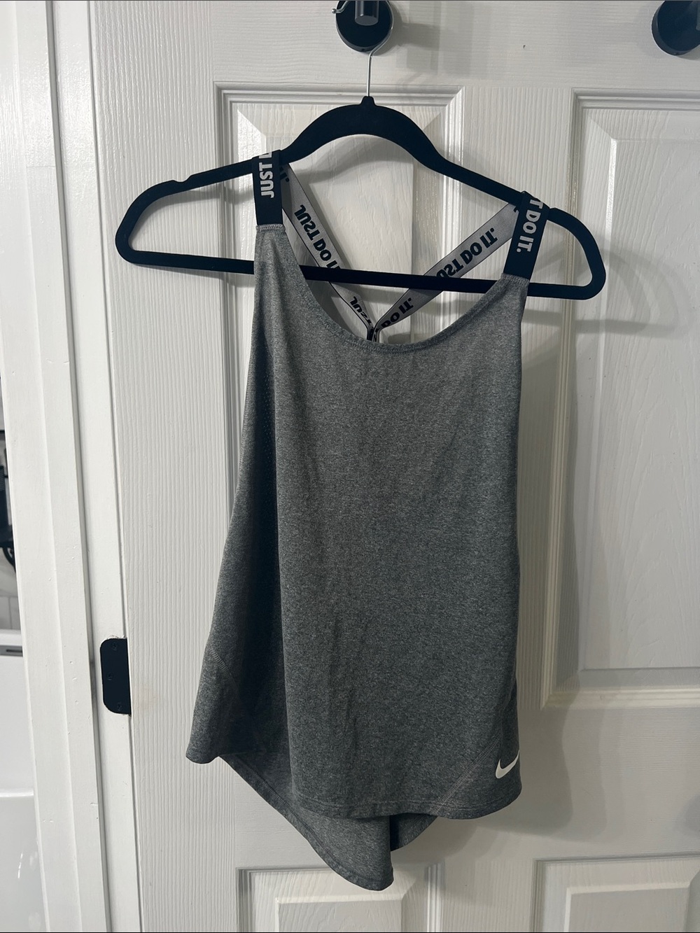 Nike Dri-FIT Just Do It Strappy Cross Back Tank Top Gray M